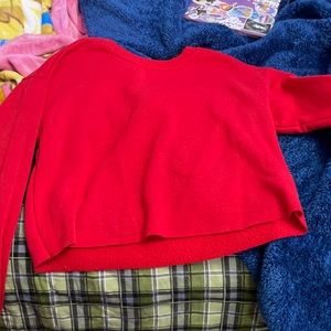 Bright red cropped fleece Sweater women’s/teen girls Forever 21.